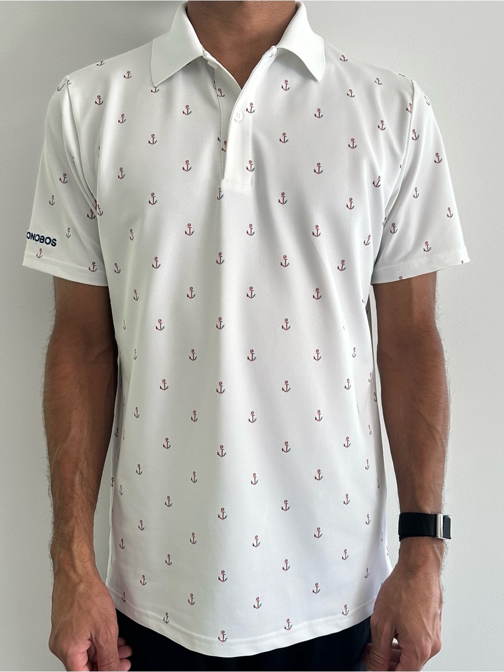 Bonobos White Polo with Red Anchor Print